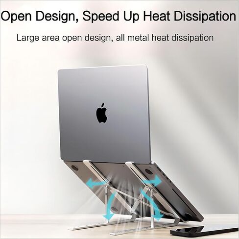 حامل كمبيوتر محمول للمكتب، حامل كمبيوتر محمول قابل للطي، حامل كمبيوتر محمول قابل للتعديل، حامل كمبيوتر محمول من الألومنيوم المحمول مريح قابل للتعديل، حامل كمبيوتر محمول، حامل كمبيوتر محمول Macbook، متوافق مع أجهزة الكمبيوتر المحمولة مقاس 9-15.6 بوصة in Kuwait