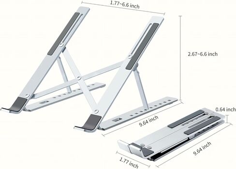 حامل كمبيوتر محمول للمكتب، حامل كمبيوتر محمول قابل للطي، حامل كمبيوتر محمول قابل للتعديل، حامل كمبيوتر محمول من الألومنيوم المحمول مريح قابل للتعديل، حامل كمبيوتر محمول، حامل كمبيوتر محمول Macbook، متوافق مع أجهزة الكمبيوتر المحمولة مقاس 9-15.6 بوصة in Kuwait