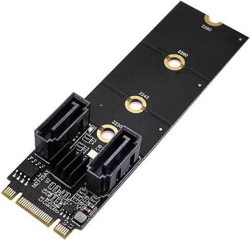 NFHK NGFF Key B+M PCI Express to SATA 3.0 6Gbps ثنائي المنافذ محول عمودي محول بطاقة تمديد القرص الصلب JMB582 2230 2242 2260 2280 in Saudi Arabia