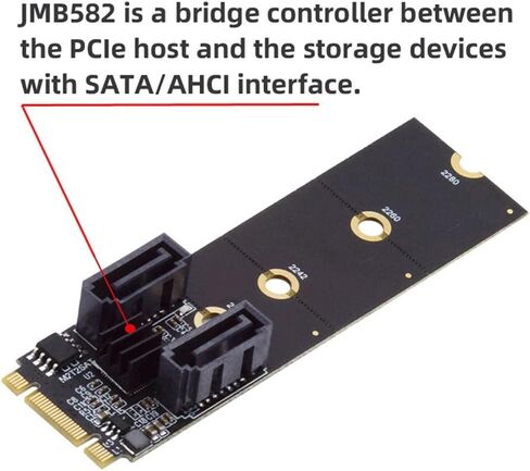 NFHK NGFF Key B+M PCI Express to SATA 3.0 6Gbps ثنائي المنافذ محول عمودي محول بطاقة تمديد القرص الصلب JMB582 2230 2242 2260 2280 in Saudi Arabia
