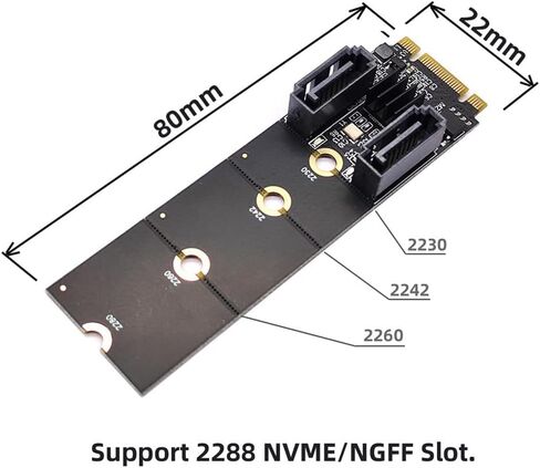 NFHK NGFF Key B+M PCI Express to SATA 3.0 6Gbps ثنائي المنافذ محول عمودي محول بطاقة تمديد القرص الصلب JMB582 2230 2242 2260 2280 in Saudi Arabia