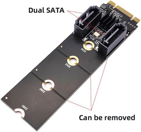 NFHK NGFF Key B+M PCI Express to SATA 3.0 6Gbps ثنائي المنافذ محول عمودي محول بطاقة تمديد القرص الصلب JMB582 2230 2242 2260 2280 in Saudi Arabia