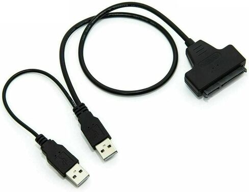 كابل محول ساتا الى USB 2.0 Y لمحرك الاقراص الصلبة 2.5 انش وهارد SSD 22 دبوس 7+15 ساتا 1 2 3 محول خارجي in Saudi Arabia