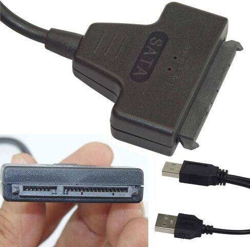 كابل محول ساتا الى USB 2.0 Y لمحرك الاقراص الصلبة 2.5 انش وهارد SSD 22 دبوس 7+15 ساتا 1 2 3 محول خارجي in Saudi Arabia