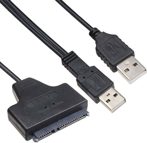 كابل محول ساتا الى USB 2.0 Y لمحرك الاقراص الصلبة 2.5 انش وهارد SSD 22 دبوس 7+15 ساتا 1 2 3 محول خارجي in Saudi Arabia