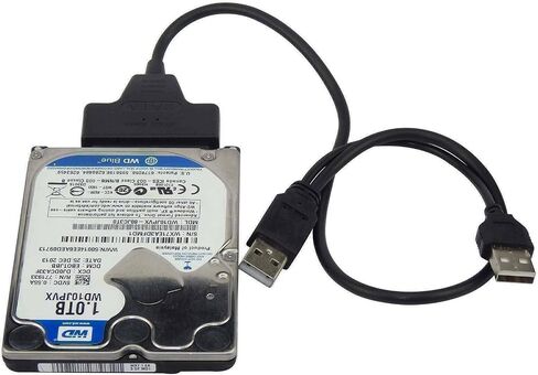 كابل محول ساتا الى USB 2.0 Y لمحرك الاقراص الصلبة 2.5 انش وهارد SSD 22 دبوس 7+15 ساتا 1 2 3 محول خارجي in Saudi Arabia