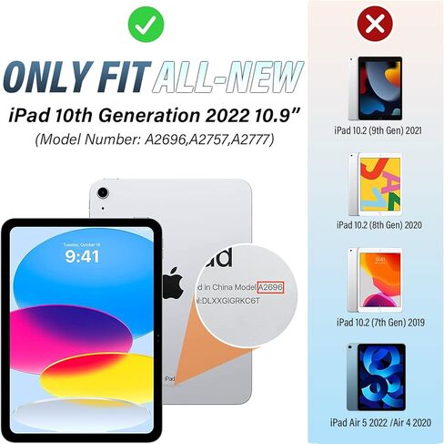 REAL-EAGLE Backlit Keyboard Case for iPad 10th Generation (2022) 10.9 Inch with Screen Protector, 7 Colors Light Wireless Detachable Keyboard with Purple Protective Folio Cover Case in Kuwait