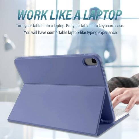 REAL-EAGLE Backlit Keyboard Case for iPad 10th Generation (2022) 10.9 Inch with Screen Protector, 7 Colors Light Wireless Detachable Keyboard with Purple Protective Folio Cover Case in Kuwait