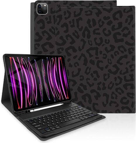 Keyboard Case for iPad Pro 12.9" 6th/5th/4th/3rd Gen (2022/2021/2020/2018), Magnetically Absorbent, Auto Sleep/Wake,Support 2nd Gen Pencil Wireless Charge, with Pencil Holder - Pink Cow in Kuwait