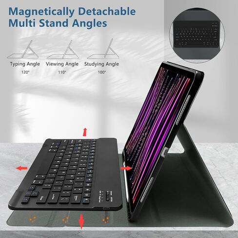 Keyboard Case for iPad Pro 12.9" 6th/5th/4th/3rd Gen (2022/2021/2020/2018), Magnetically Absorbent, Auto Sleep/Wake,Support 2nd Gen Pencil Wireless Charge, with Pencil Holder - Pink Cow in Kuwait