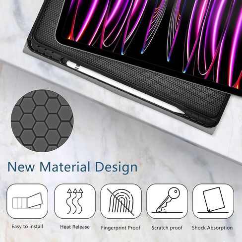 Keyboard Case for iPad Pro 12.9" 6th/5th/4th/3rd Gen (2022/2021/2020/2018), Magnetically Absorbent, Auto Sleep/Wake,Support 2nd Gen Pencil Wireless Charge, with Pencil Holder - Pink Cow in Kuwait