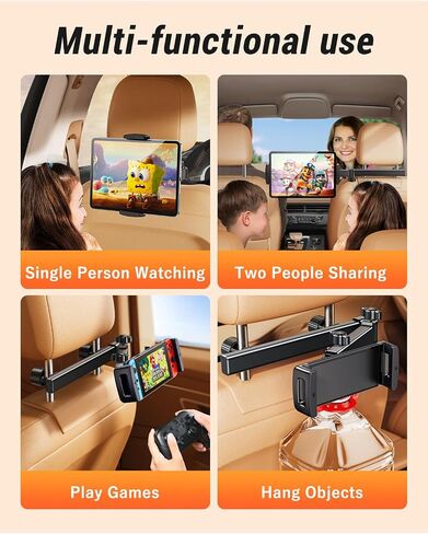 car ipad Holder Backseat Kids - Adjustable Tablet Holder for Car Headrest Rear Facing, Universal 360°Rotate Car Mount Fit 4.7"-13" Cell Phones iPad Mini Air Pro 12.9 Switch Fire HD Galaxy Tab in Kuwait