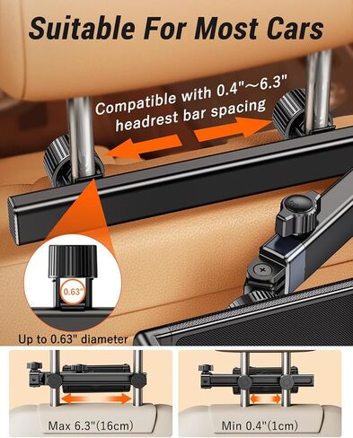 car ipad Holder Backseat Kids - Adjustable Tablet Holder for Car Headrest Rear Facing, Universal 360°Rotate Car Mount Fit 4.7"-13" Cell Phones iPad Mini Air Pro 12.9 Switch Fire HD Galaxy Tab in Kuwait