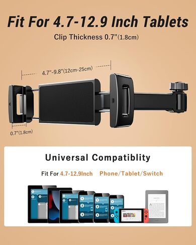 car ipad Holder Backseat Kids - Adjustable Tablet Holder for Car Headrest Rear Facing, Universal 360°Rotate Car Mount Fit 4.7"-13" Cell Phones iPad Mini Air Pro 12.9 Switch Fire HD Galaxy Tab in Kuwait
