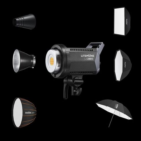 Godox LA200D LED فيديو ضوء 230W، 5600K CRI 96+ 8 FX تأثيرات الإضاءة 101000lux@1m، APP التحكم Bowens Mount in Kuwait