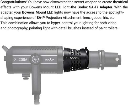محولات عدة جهاز العرض Godox SA-17، للضوء المستمر Godox LED مع حامل بوينز SL60W SL60IID SL60IIBi SL100D SL100Bi SL150III SL200III VL150II VL300II UL150II in Saudi Arabia
