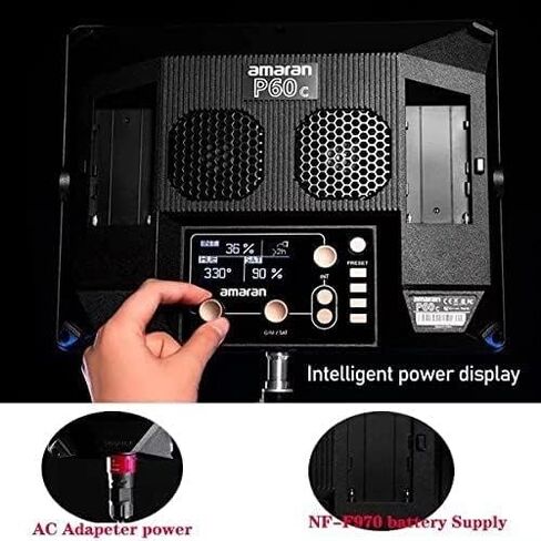 مصباح لوحة فيديو Aputure Amaran P60C RGBWW ، درجة حرارة اللون 2500K-7500K ، 60W ، CRI95+/TLCI 96+، 5900lux@1m، 10 تأثيرات ضوء، مع سوفت بوكس، تطبيق الدعم in Kuwait