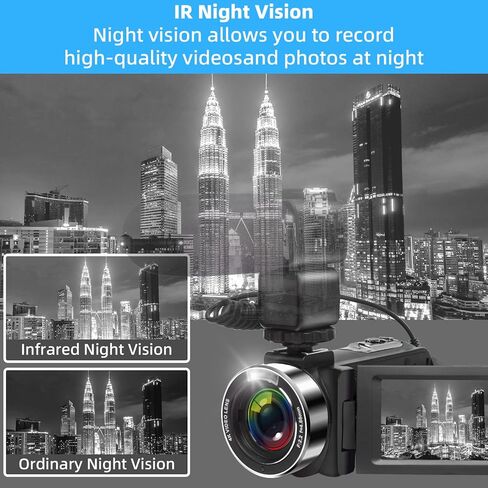 كاميرا فيديو zohulu، كاميرا فيديو بدقة 4K بدقة 56 ميجابكسل مع ميكروفون، وكاميرا رقمية فائقة الدقة مع تكبير رقمي 16X، وكاميرا تسجيل فيديو لليوتيوب مع شاشة IPS، ومسجل فيديو مع رؤية ليلية وبطاريتين in Kuwait