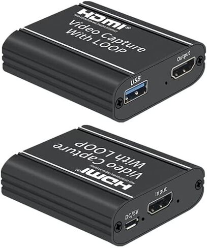 بطاقة التقاط فيديو ULBRE مع حلقة، HDMI إلى USB 2.0 عالية الوضوح 1080p 30 إطارًا في الثانية - سجل على كاميرا الفيديو DSLR أو الكمبيوتر للألعاب أو البث أو التدريس أو مؤتمر الفيديو أو البث المباشر in Kuwait