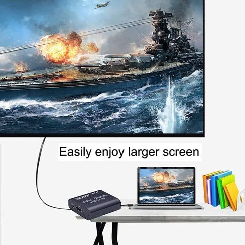 بطاقة التقاط فيديو ULBRE مع حلقة، HDMI إلى USB 2.0 عالية الوضوح 1080p 30 إطارًا في الثانية - سجل على كاميرا الفيديو DSLR أو الكمبيوتر للألعاب أو البث أو التدريس أو مؤتمر الفيديو أو البث المباشر in Kuwait