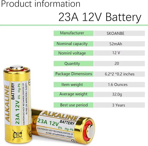 SKOANBE 5PCS 23A 12V Alkaline Battery A23 L1028 MN21 12Volts Battery in Kuwait