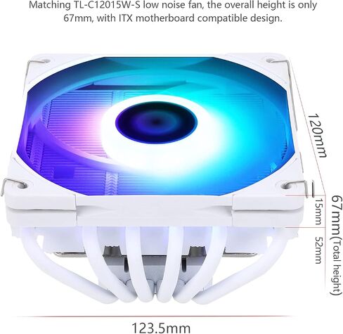 مبرد هواء وحدة المعالجة المركزية من Thermalright AXP120-X67 مع مروحة TL-12015 PWM مقاس 120 مم، 6 أنابيب حرارية، ارتفاع 67 مم، لـ AMD AM4/AM5Intel LGA 1700/1150/1151/1155/1156/1200 in Kuwait