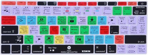 XSKN Lightroom Shortcut Keyboard Skin Cover for New MacBook Pro 13 Inch A1708 (2016 Version, No TouchBar) and MacBook 12" A1534, US and EU Layout in Saudi Arabia