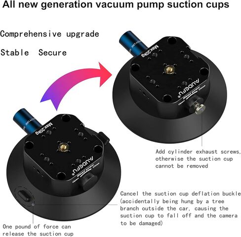 قاعدة تثبيت بالشفط للكاميرا مقاس 4.5 انش من اوديفو، قاعدة تثبيت بالشفط مع فتحة براغي 1/4 انش و3/8 انش مثبتة على هيكل السيارة او القارب او النافذة او بشكل سلس مع كاميرات اكشن وكاميرات دي اس ال ار in Kuwait