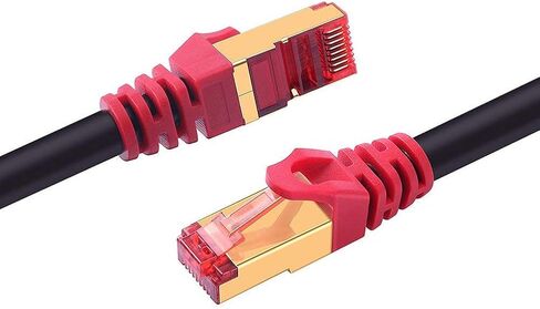 Outdoor Cat 7 Ethernet Cable 100 ft, ShineKee 26AWG Heavy-Duty Cat7 Networking Cord Patch Cable RJ45 10 Gigabit 600MHz LAN Wire Cable STP Waterproof Direct Burial Ethernet Cable in Kuwait