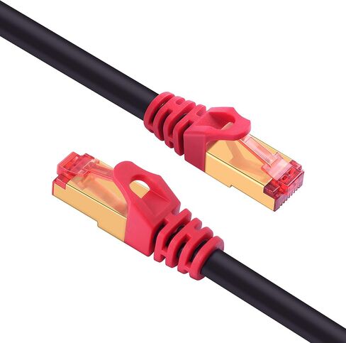 Outdoor Cat 7 Ethernet Cable 100 ft, ShineKee 26AWG Heavy-Duty Cat7 Networking Cord Patch Cable RJ45 10 Gigabit 600MHz LAN Wire Cable STP Waterproof Direct Burial Ethernet Cable in Kuwait
