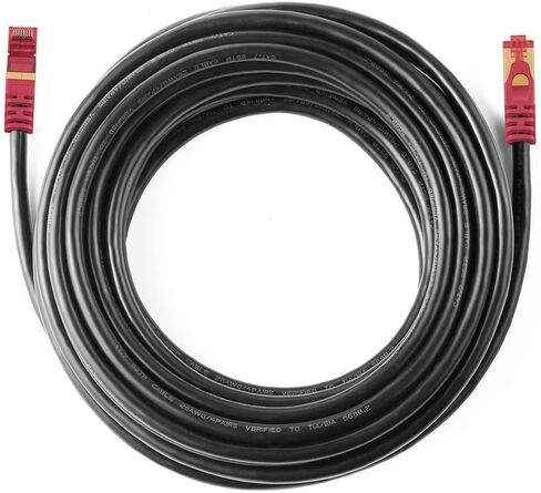 Outdoor Cat 7 Ethernet Cable 100 ft, ShineKee 26AWG Heavy-Duty Cat7 Networking Cord Patch Cable RJ45 10 Gigabit 600MHz LAN Wire Cable STP Waterproof Direct Burial Ethernet Cable in Kuwait