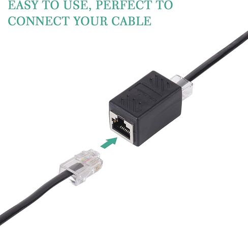 محول ايثرنت للهاتف، محول فيكال RJ45 RJ11، محول RJ45 الى RJ11، وصلة RJ11 ذكر الى RJ45 انثى، كيبل RJ45 الى RJ11، ايثرنت RJ45 8P8C الى خط سلك الهاتف RJ11 6P4C (عبوة من قطعتين، اسود) in Kuwait