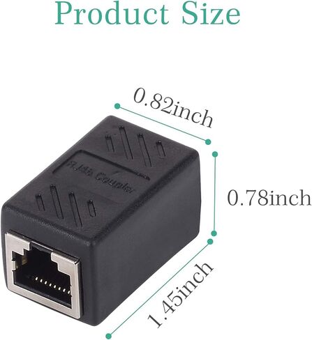 محول ايثرنت للهاتف، محول فيكال RJ45 RJ11، محول RJ45 الى RJ11، وصلة RJ11 ذكر الى RJ45 انثى، كيبل RJ45 الى RJ11، ايثرنت RJ45 8P8C الى خط سلك الهاتف RJ11 6P4C (عبوة من قطعتين، اسود) in Kuwait