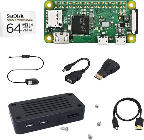 مجموعة أدوات التشغيل iCEasy Raspberry Pi Zero W مع بطاقة Micro SD سعة 64 جيجابايت، ومصدر طاقة مع تشغيل/إيقاف، وكابل HDMI، ومحول USB-OTG، وقارئ بطاقات، ومشتت حرارة، وحقيبة in Saudi Arabia