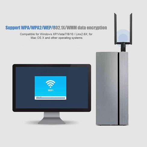 محول واي فاي USB، RTL8812AU AC USB ثنائي النطاق 5G/2.4G، محول واي فاي لاسلكي بطاقة شبكة واي فاي، محول دونجل بطاقة شبكة لاسلكية in Kuwait