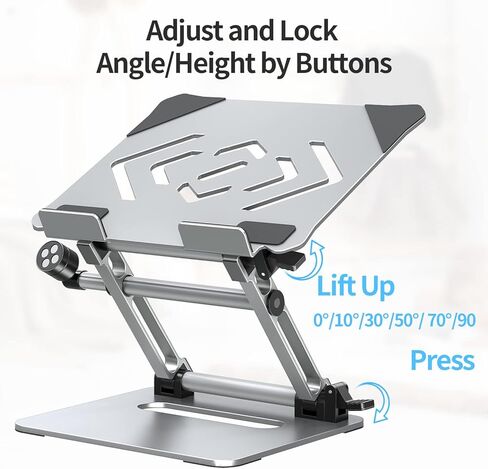 Zimilar Adjustable Laptop Stand, Portable Laptop Riser with Phone Holder Fits Laptops Up to 17 Inches, Foldable Laptop Stand for Desk Holds Up to 19lbs, Aluminum Ergonomic Notebook Stand, Silver in Kuwait