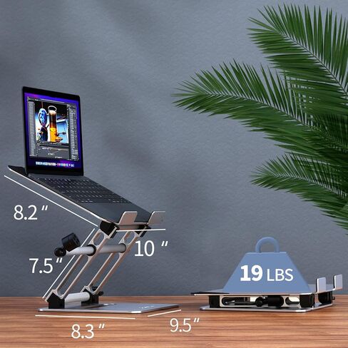 Zimilar Adjustable Laptop Stand, Portable Laptop Riser with Phone Holder Fits Laptops Up to 17 Inches, Foldable Laptop Stand for Desk Holds Up to 19lbs, Aluminum Ergonomic Notebook Stand, Silver in Kuwait