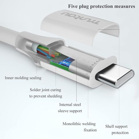 6FT USB A to USB C Cable, 60W Fast Charging Cable Compatible with iPhone 17/17 Pro Max/16/16e/16 Plus/15 Pro Max, Samsung Galaxy S24/S23/S22/S21 Ultra, iPad Gen 4/5/6, CarPlay, White in Kuwait