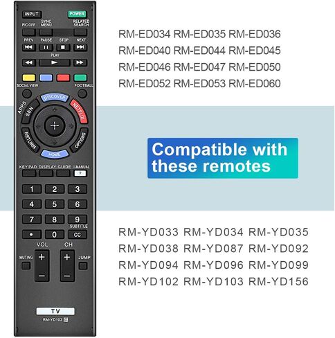 Gvirtue Universal Replacement Remote Control for Sony RM-YD102 RM-YD103 Bravia HDTV LCD LED 3D Smart TV in Kuwait