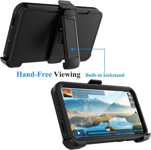 Njjex Rugged Case for Samsung Galaxy S23, for Galaxy S23 Case with Belt Clip Holster, Built-in Screen Protector Heavy Duty Shockproof Locking Swivel Holster Kickstand Hard Phone Cover [Orange] in Saudi Arabia