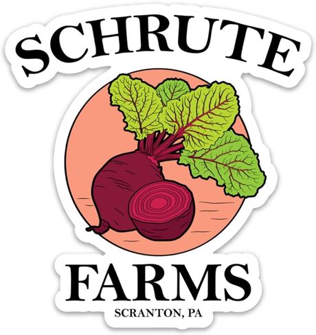 Schrute Farms Bets The Office - ملصق فينيل مقاوم للماء 4 بوصة للكمبيوتر المحمول، زجاجة مياه إلخ in Kuwait