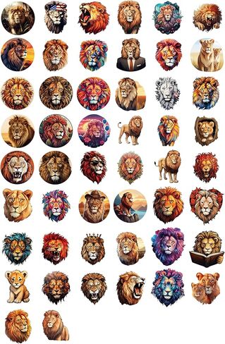 100 عبوة من ملصقات الأسد (حجم كبير)، ملصق لاصق برسومات الأسد لأجهزة الكمبيوتر المحمول، والهاتف، والسيارة، وزجاجة المياه، وملصقات للبالغين ومحبي الأسد in Kuwait
