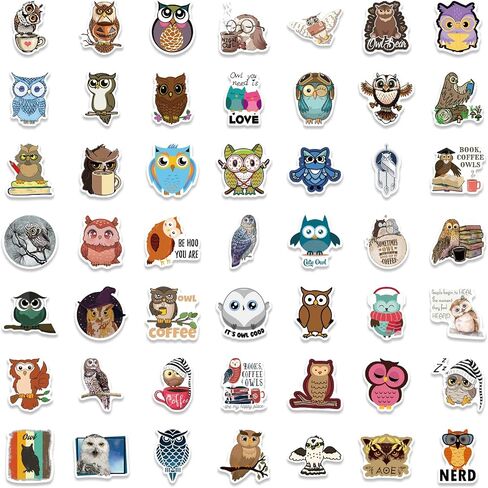 Konan Owl Stickers Vinyl Waterproof Stickers for Adults Teens Girls Boys Toddlers Kids for Journaling Water Bottle Hydroflask Laptop Decor 100PCS in Saudi Arabia
