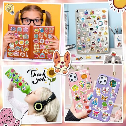 600pcs Cute Stickers for Kids Adults Teens, Aesthetic Stickers for Laptop Water Bottles, Mini Stickers for Phone Case, Random Stickers Pack for Computer Scrapbook Journling, Waterproof Vinyl Decals(Small Size Stickers) in Kuwait