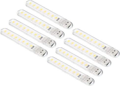 مصباح LED صغير بمنفذ USB 3000-3200 كلفن من باتيكيل، 8 عبوات 1.7 واط مصباح LED ليلي محمول رفيع للتخييم واللابتوب والكيبورد بضوء ابيض دافئ in Saudi Arabia