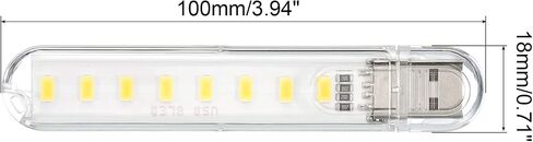مصباح LED صغير بمنفذ USB 3000-3200 كلفن من باتيكيل، 8 عبوات 1.7 واط مصباح LED ليلي محمول رفيع للتخييم واللابتوب والكيبورد بضوء ابيض دافئ in Saudi Arabia