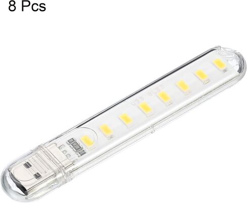 مصباح LED صغير بمنفذ USB 3000-3200 كلفن من باتيكيل، 8 عبوات 1.7 واط مصباح LED ليلي محمول رفيع للتخييم واللابتوب والكيبورد بضوء ابيض دافئ in Saudi Arabia