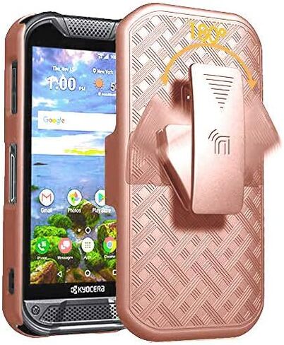جراب Nakedcellphone مع مشبك متوافق مع هاتف Kyocera Duraforce Pro 2، [مداس أسود] غطاء مسند مضلع نحيف مع [دوار/سقاطة] مجموعة حافظة للحزام على الورك لـ E6910/E6920 in Kuwait