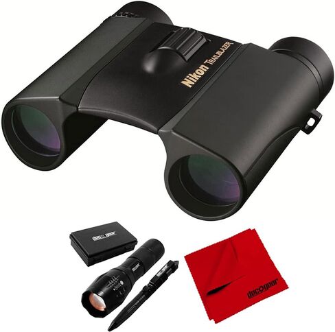Nikon 8218 10x25 Trailblazer ATB Hunting Binoculars Bundle with Deco Gear Tactical Flashlight and Tactical Pen Set with Water/Shockproof Case and 6 x 6 inch Microfiber Cleaning Cloth in Saudi Arabia