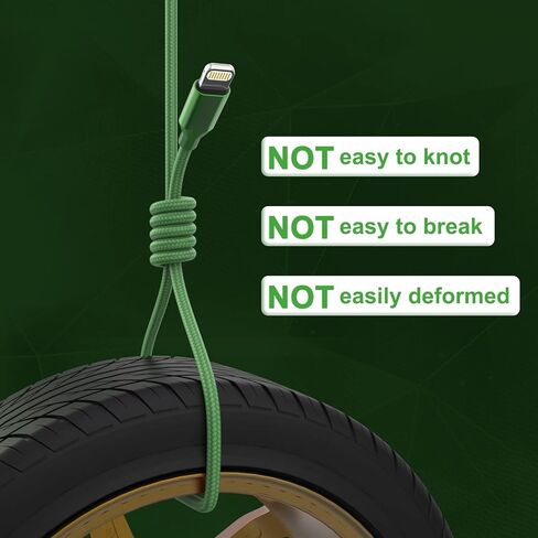 6 عبوات (3/3/6/6/6/10 قدم) [معتمد من ابل] كيبل شحن سريع مغطى بالنايلون متوافق مع ايفون 14/13/12/11 برو ماكس/XS ماكس/XR/XS/X/8/7/بلس/6S ايباد ايربودز، اخضر in Kuwait